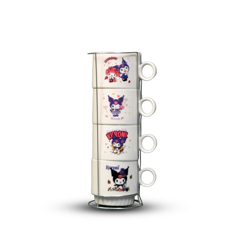 4 Piece Mug set with Silver Holder – Stylish & Functional Set