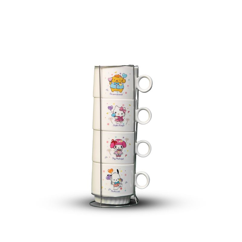 4 Piece Mug set with Silver Holder – Stylish & Functional Set