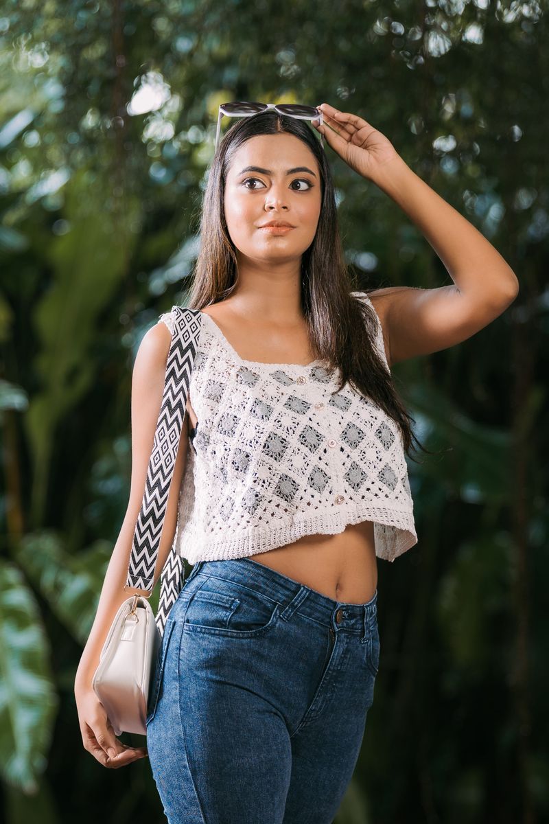 Crochet Granny Square Crop Top - Sleeveless
