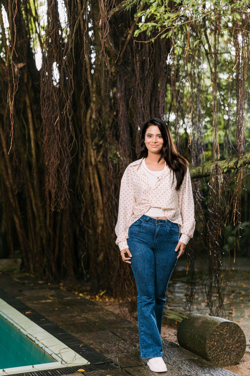 Casual – Printed - Crop Blouse with Skinny & Chain – 2 Pieces