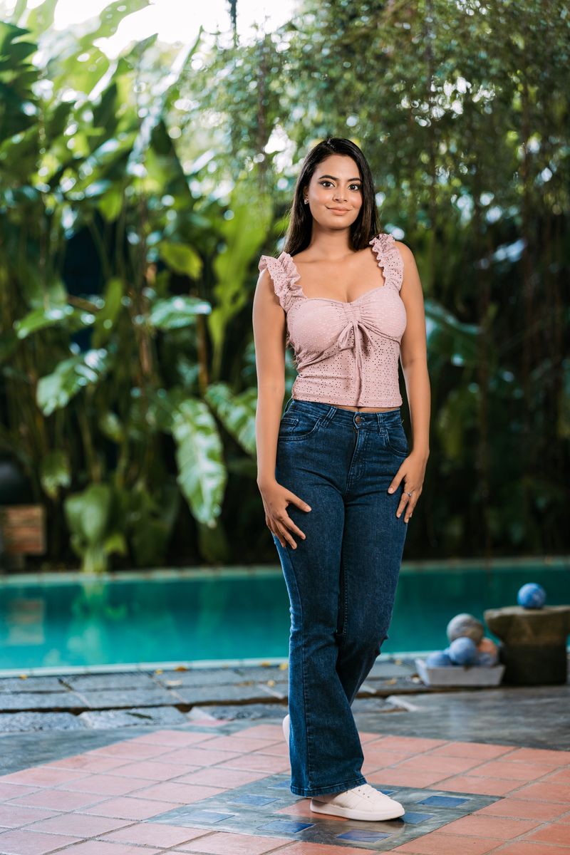 Summer Ruffled Barlette Style Top