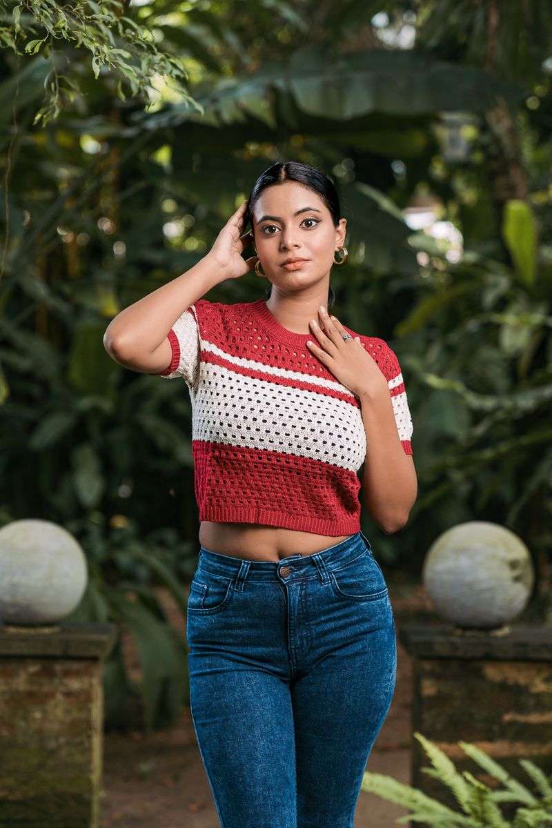 Open Knit – Short Sleeved – Crochet Crop Top